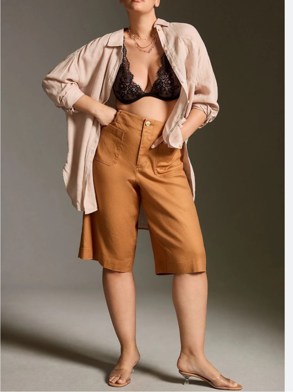 MAEVE COLETTE Anthropologie Women's Mustard Brown Bermuda Shorts
